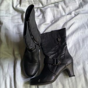 Black leather boots